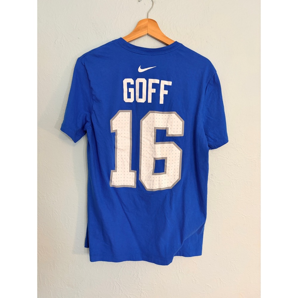 Nike Jared Goff Detroit Lions T-Shirt Medium Blue #16 Player Tee Sporty